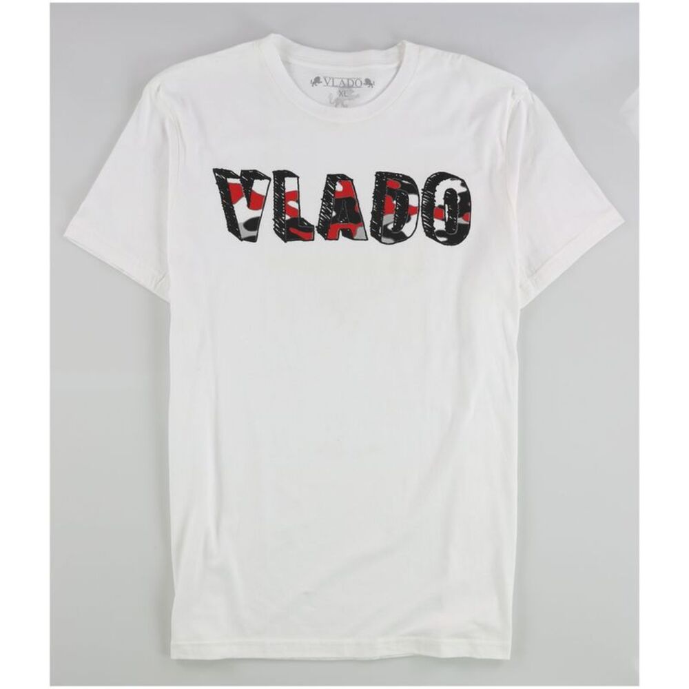 Vlado Mens 3D Logo Graphic T-Shirt, White, XL, DM